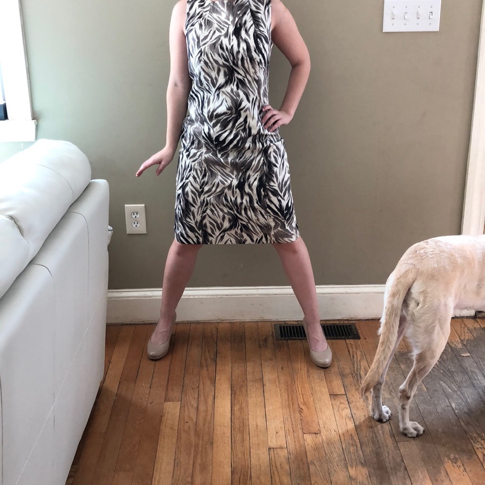 Talbots grey/cream sheath cotton dress